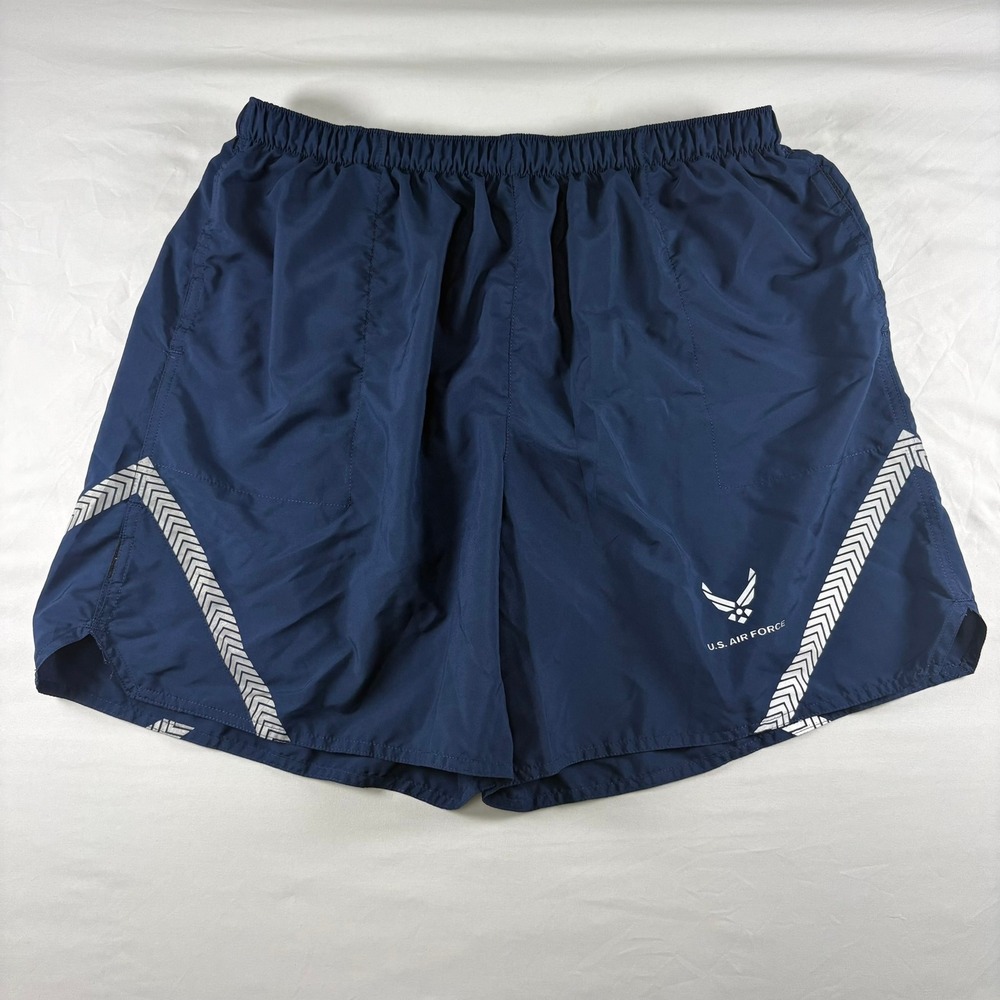 US Air Force PT Shorts Mens Medium Navy Blue Reflective‎ Military Athletic Gym